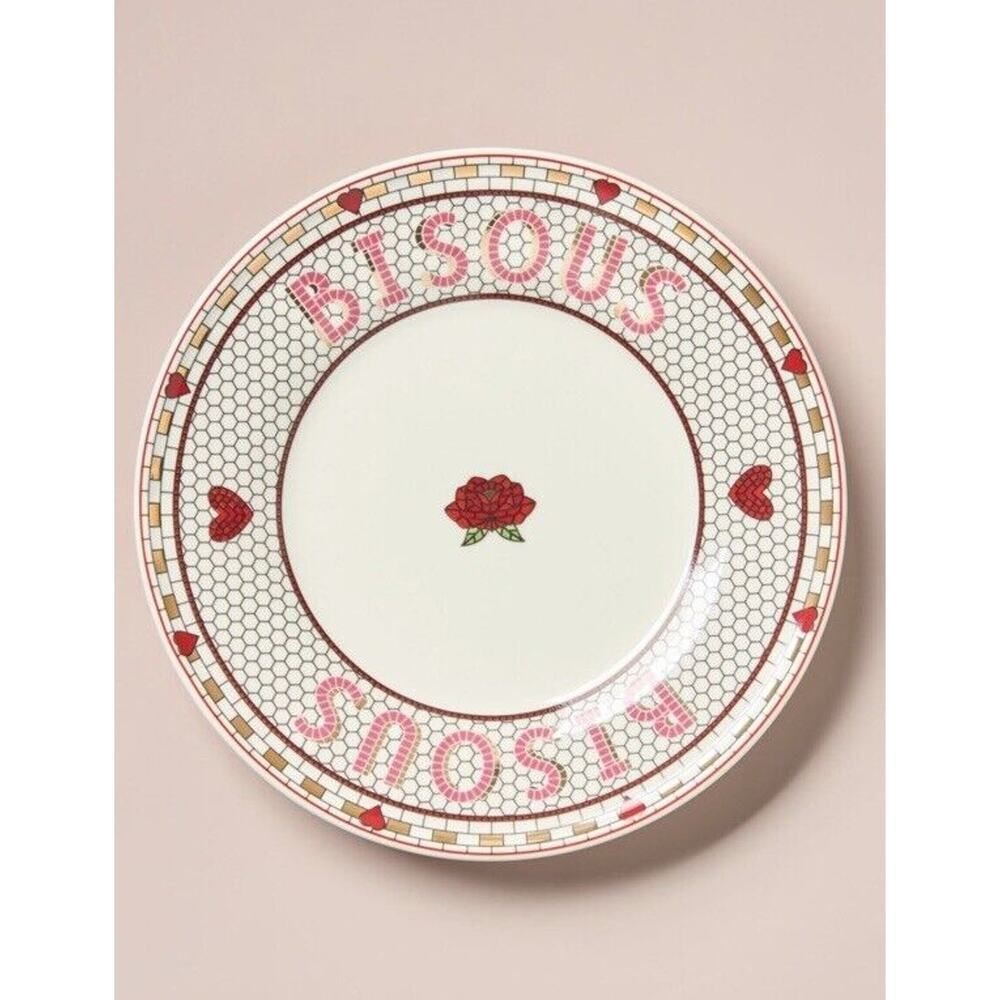 Anthropologie Bistro Tile Stoneware Dessert Plate Valentine's Edition One Plate